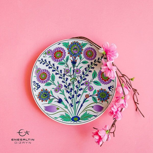 Şablon Desen 30 cm. - Sümbül ve Bitkisel Motifli İznik Çini Deseni