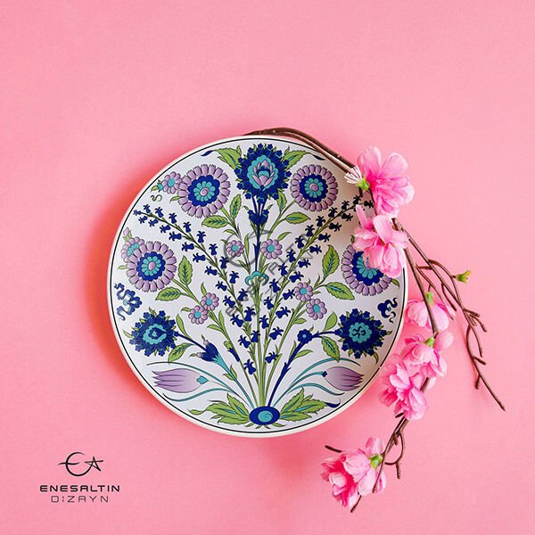 Stencil Pattern 30 cm. - Iznik Tile Pattern with Hyacinth and Floral Motifs