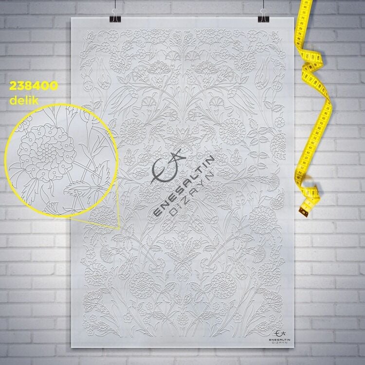 Şablon Desen 40x60 cm. BÜYÜK BOY -  Gece Bahçesi Motifli Çini Karo / Tabak Deseni