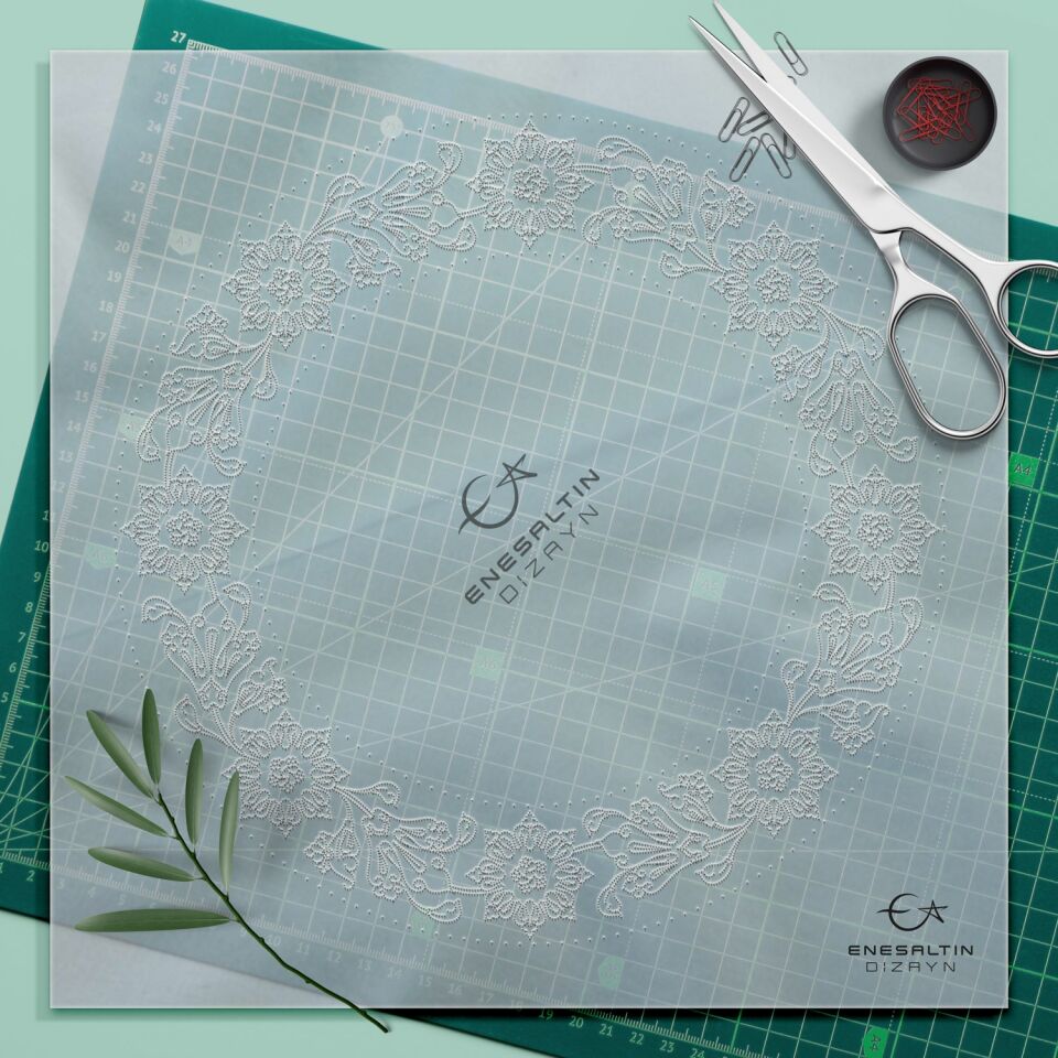 Şablon Desen - Lotus Motifli Çini Tabak Kenarı Deseni