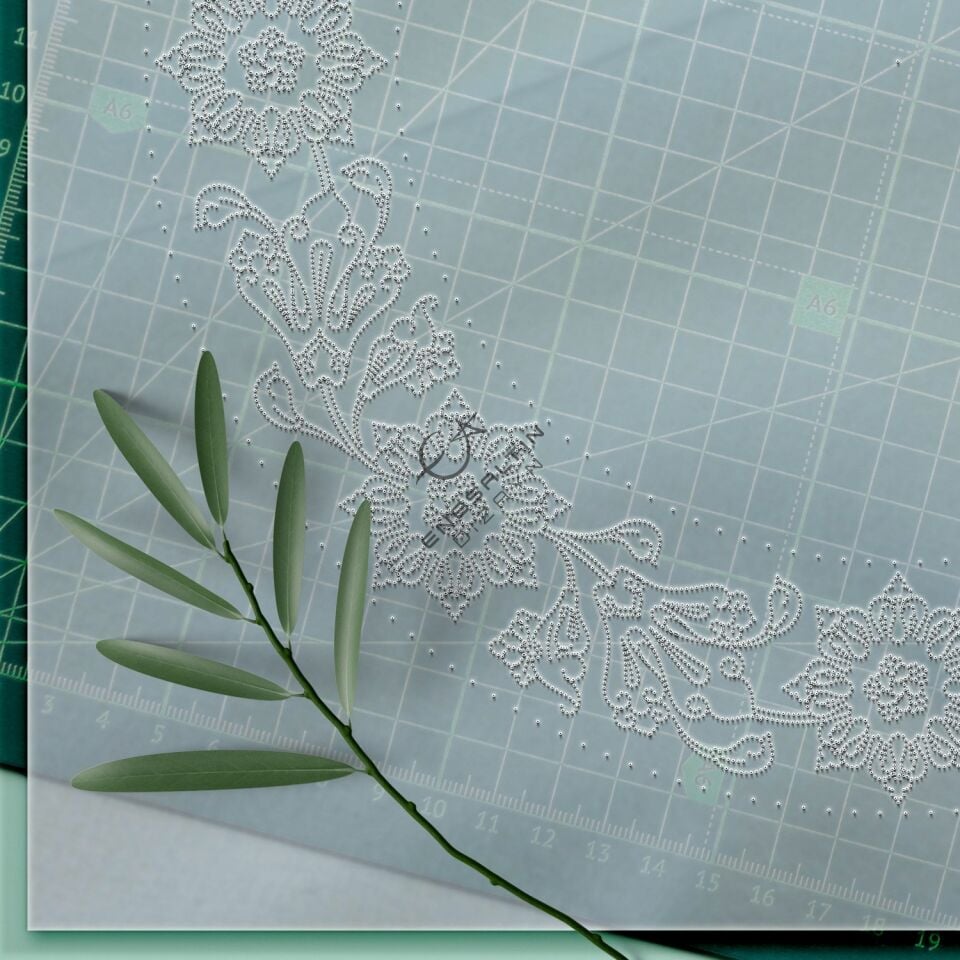 Şablon Desen - Lotus Motifli Çini Tabak Kenarı Deseni