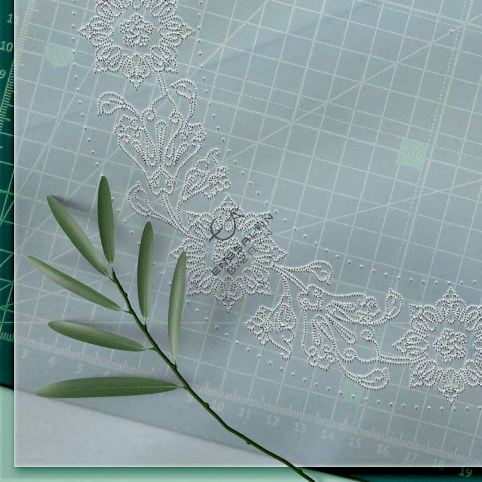 Şablon Desen - Lotus Motifli Çini Tabak Kenarı Deseni