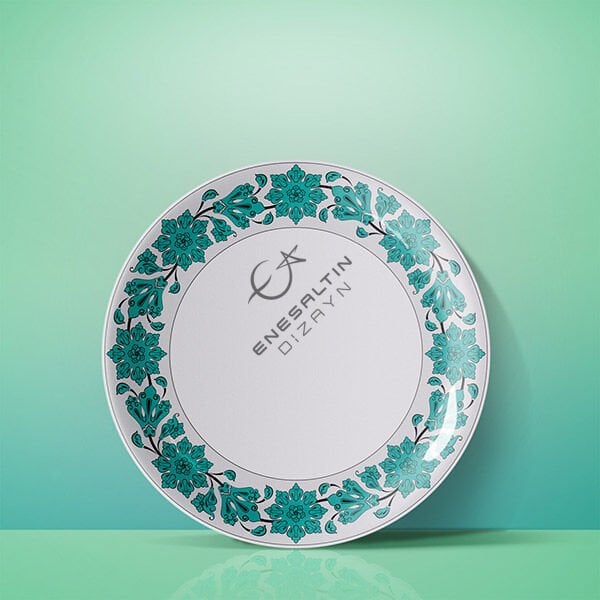 Şablon Desen - Lotus Motifli Çini Tabak Kenarı Deseni