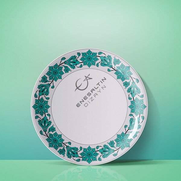 Şablon Desen - Lotus Motifli Çini Tabak Kenarı Deseni