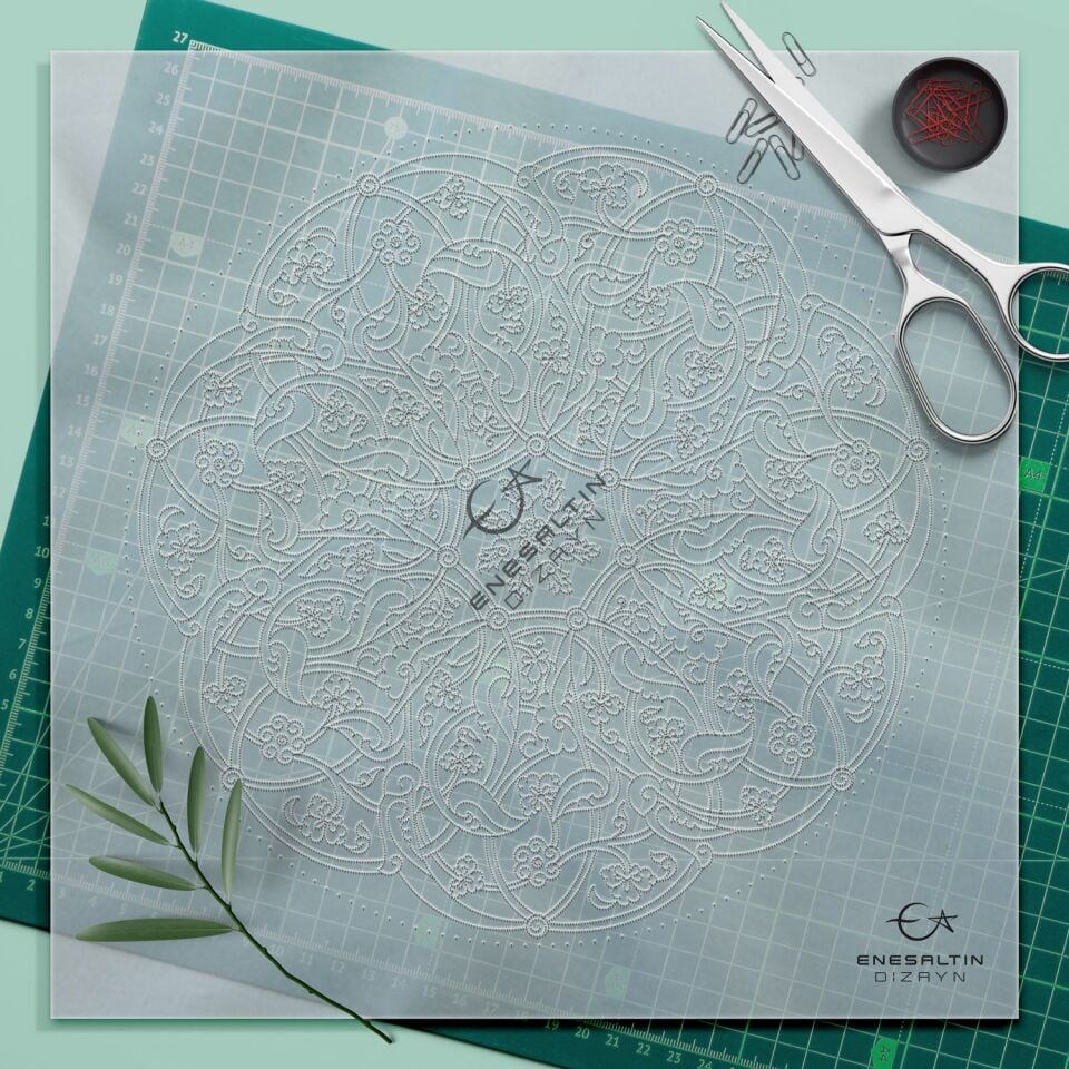 Şablon Desen  - Rumi Motifli Çini Tabak Deseni