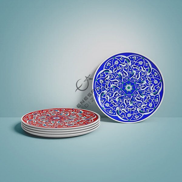 Şablon Desen  - Rumi Motifli Çini Tabak Deseni