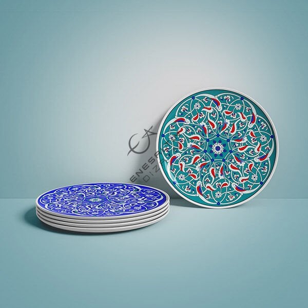 Şablon Desen  - Rumi Motifli Çini Tabak Deseni