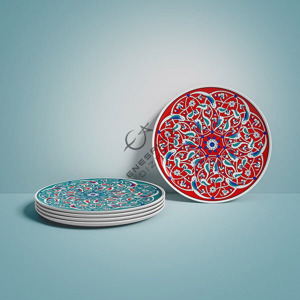 Şablon Desen  - Rumi Motifli Çini Tabak Deseni