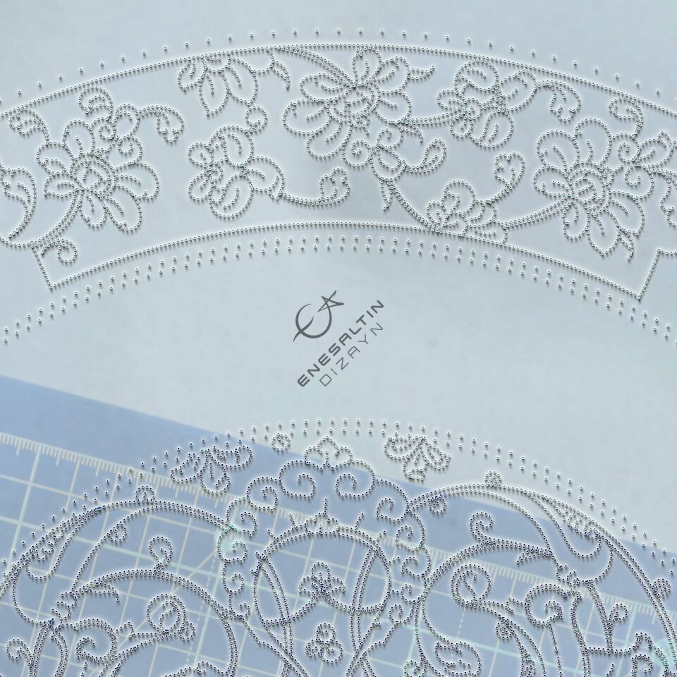 Şablon Desen 40 cm - Baba Nakkaş Rumi Lotus Motifli Çini Tabak Deseni