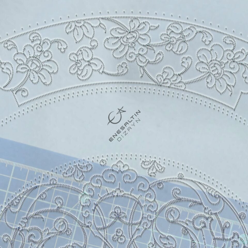 Şablon Desen 40 cm - Baba Nakkaş Rumi Lotus Motifli Çini Tabak Deseni