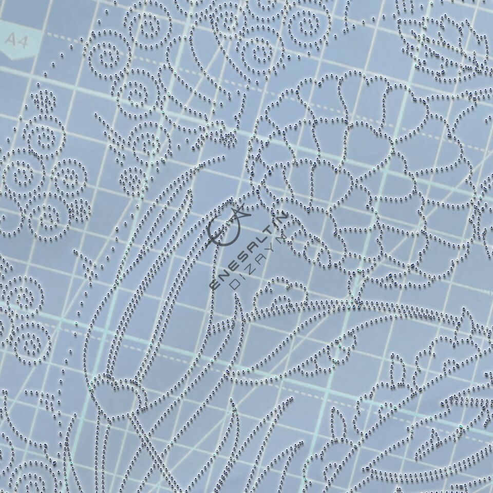 Şablon Desen 30 cm. -  17. yy. Bitkisel Motifli İznik Çini Deseni