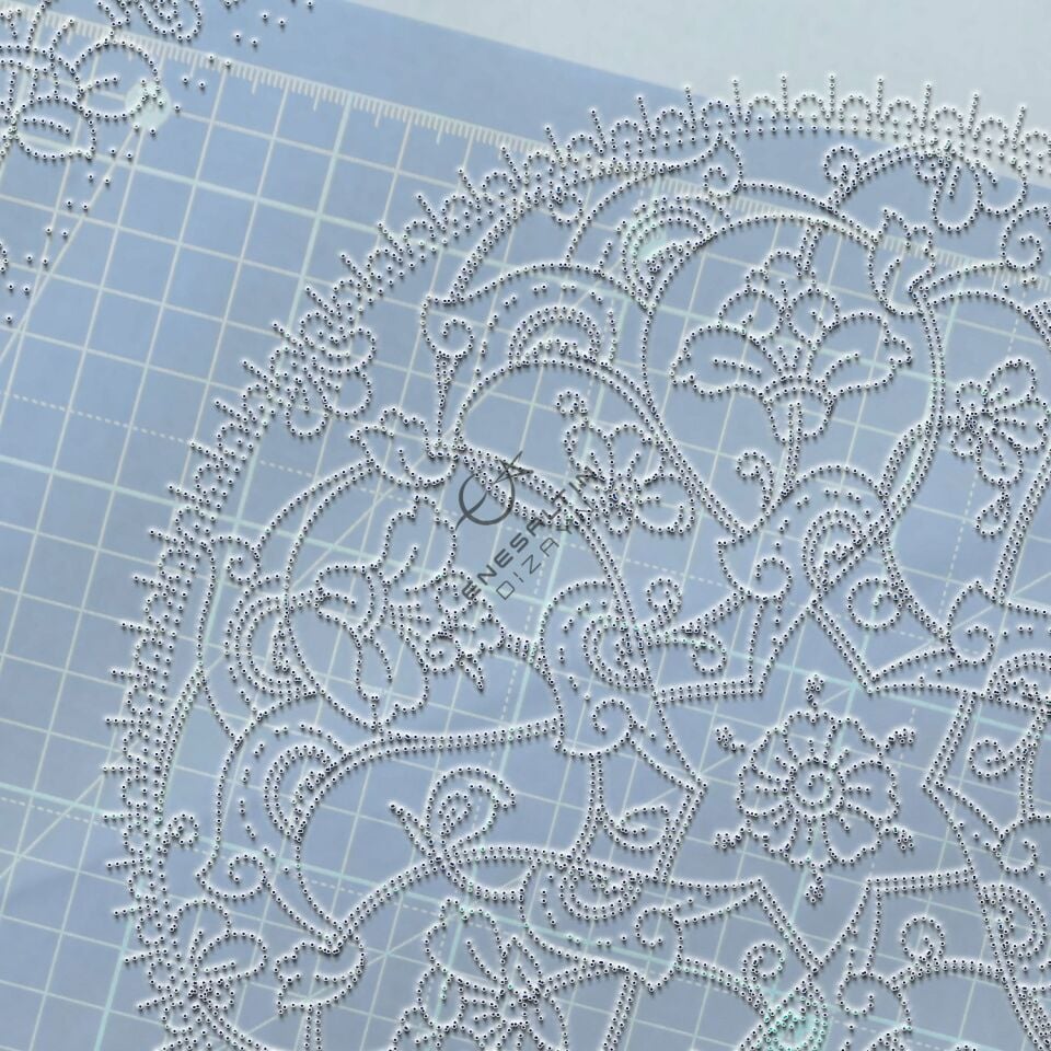 Şablon Desen 40 cm - İznik Baba Nakkaş Lotus Rumi Motifli Çini Tabak Deseni