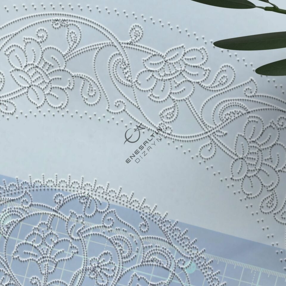 Şablon Desen 40 cm - İznik Baba Nakkaş Lotus Rumi Motifli Çini Tabak Deseni