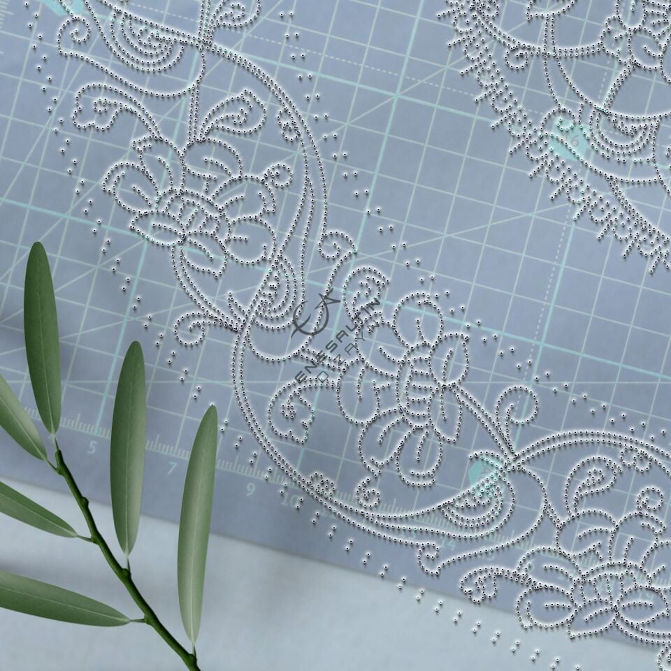 Şablon Desen 40 cm - İznik Baba Nakkaş Lotus Rumi Motifli Çini Tabak Deseni