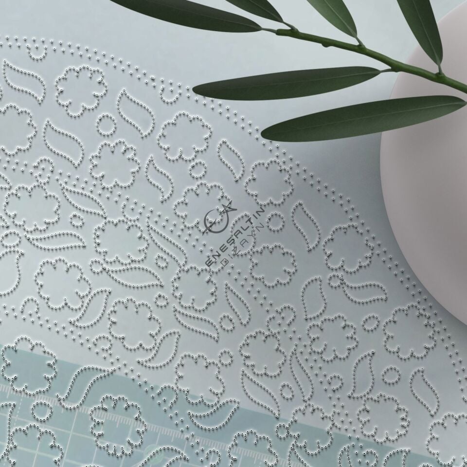 Şablon Desen 40 cm - Bulut / Papatya 15. yy. Klasik İznik Çini Tabak Deseni