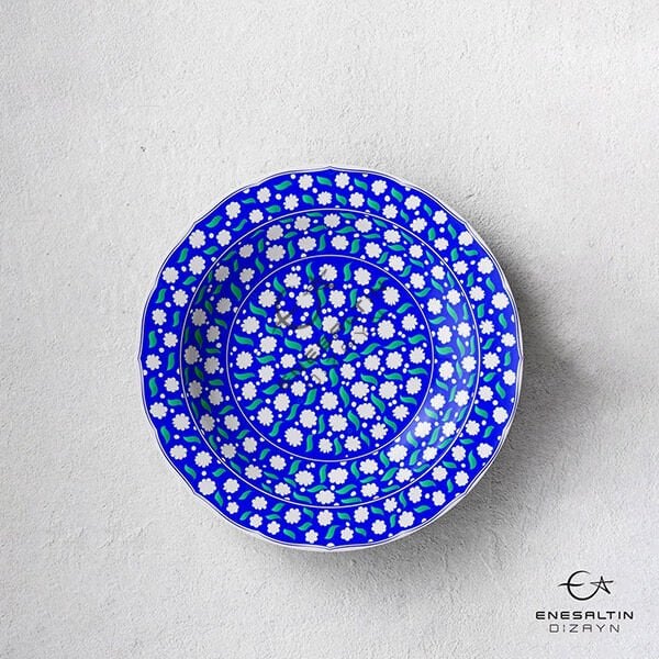 Şablon Desen 40 cm - Bulut / Papatya 15. yy. Klasik İznik Çini Tabak Deseni