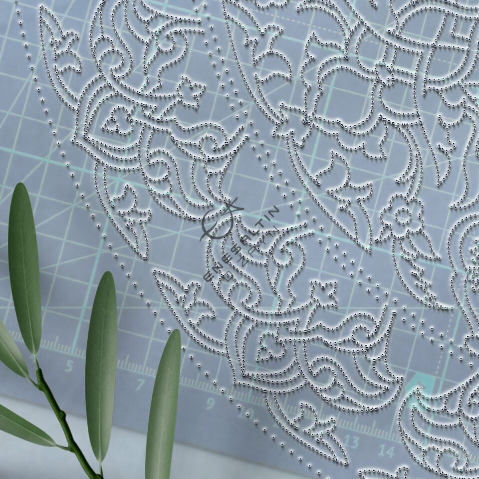 Stencil Pattern 40 cm. - Rumi Carnation Motif Tile Pattern