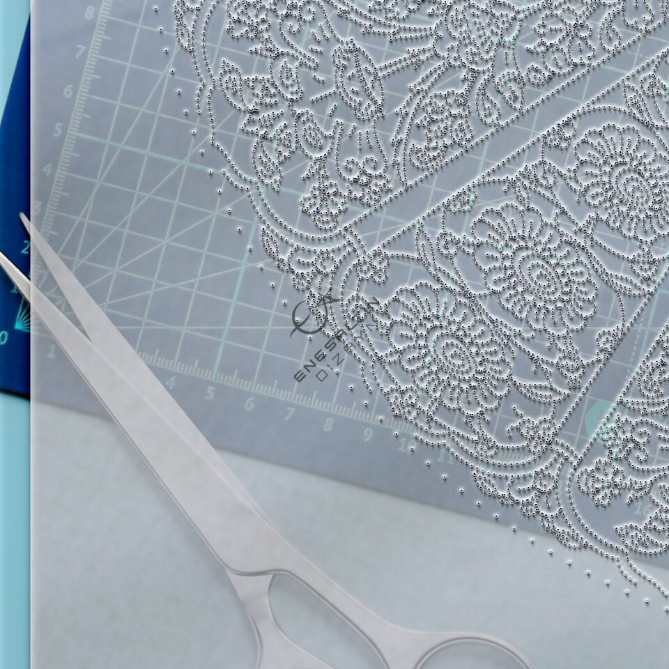 Şablon Desen 40 cm - Baba Nakkaş Rumi Göbekli 16 'lı Çarkıfelek Lotus Çini Tabak Deseni