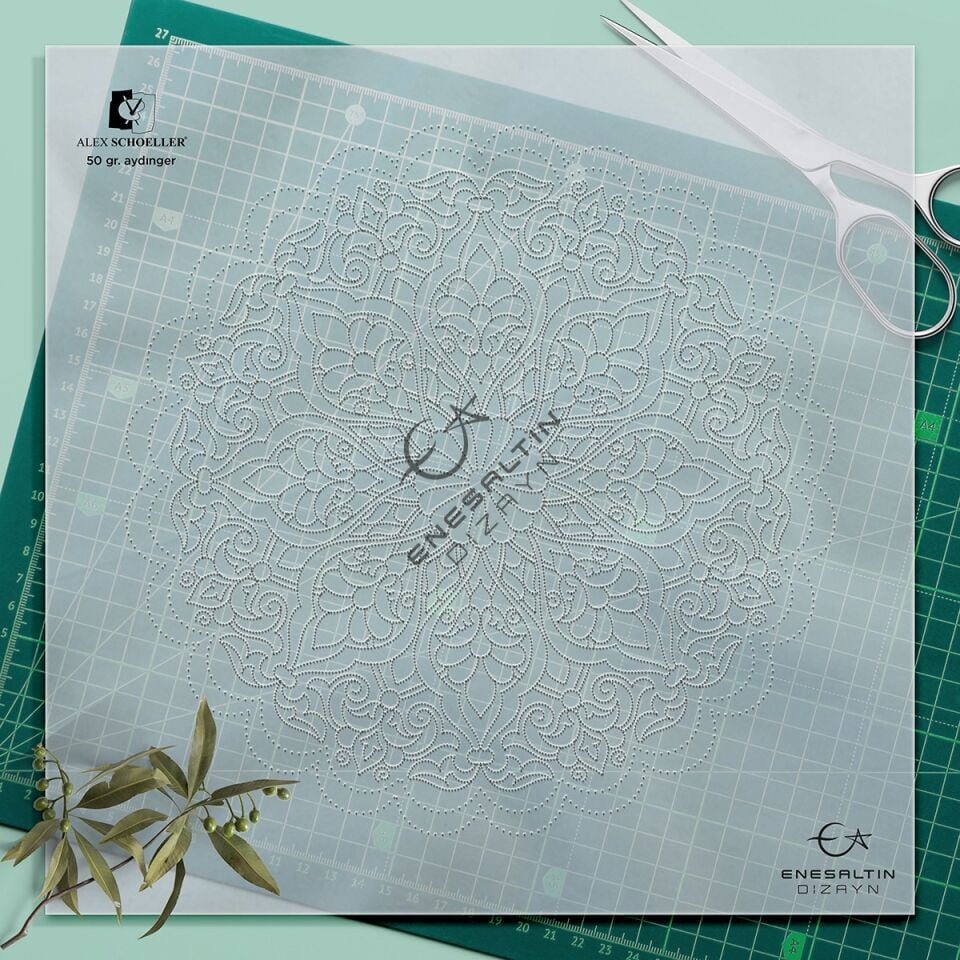 Şablon Desen 30 cm. -  8'li Rumi Çini Tabak Deseni