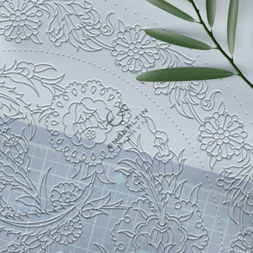 Template Design 40 cm. - Classic Iznik Tile Design with Dagger Leaf and Vegetal Motif