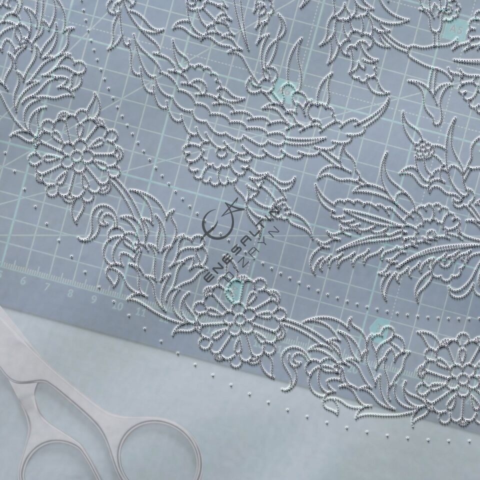 Şablon Desen 40 cm. - Hançer Yapraklı Bitkisel Motifli Klasik İznik Çini Deseni