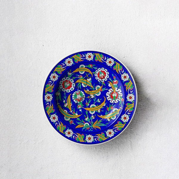 Template Design 40 cm. - Classic Iznik Tile Design with Dagger Leaf and Vegetal Motif