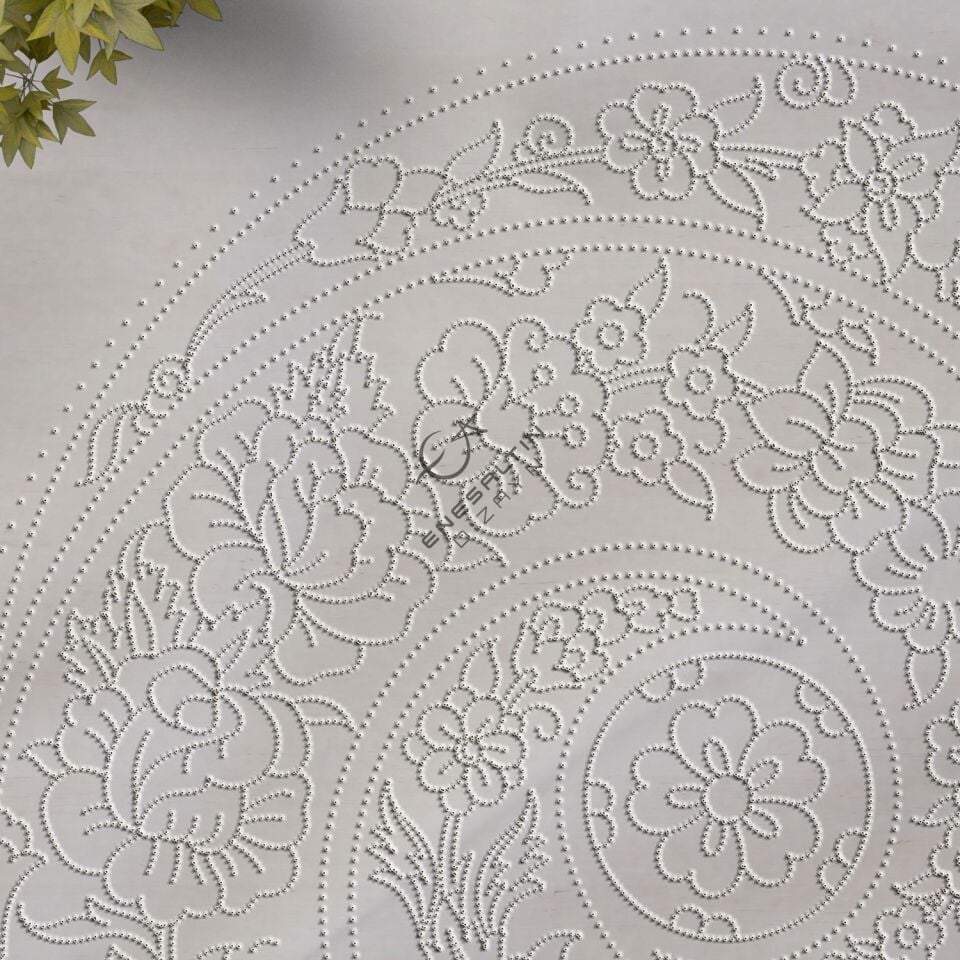 Şablon Desen 30 cm. -  Bitkisel Motifli Girdap Çini Tabak Deseni