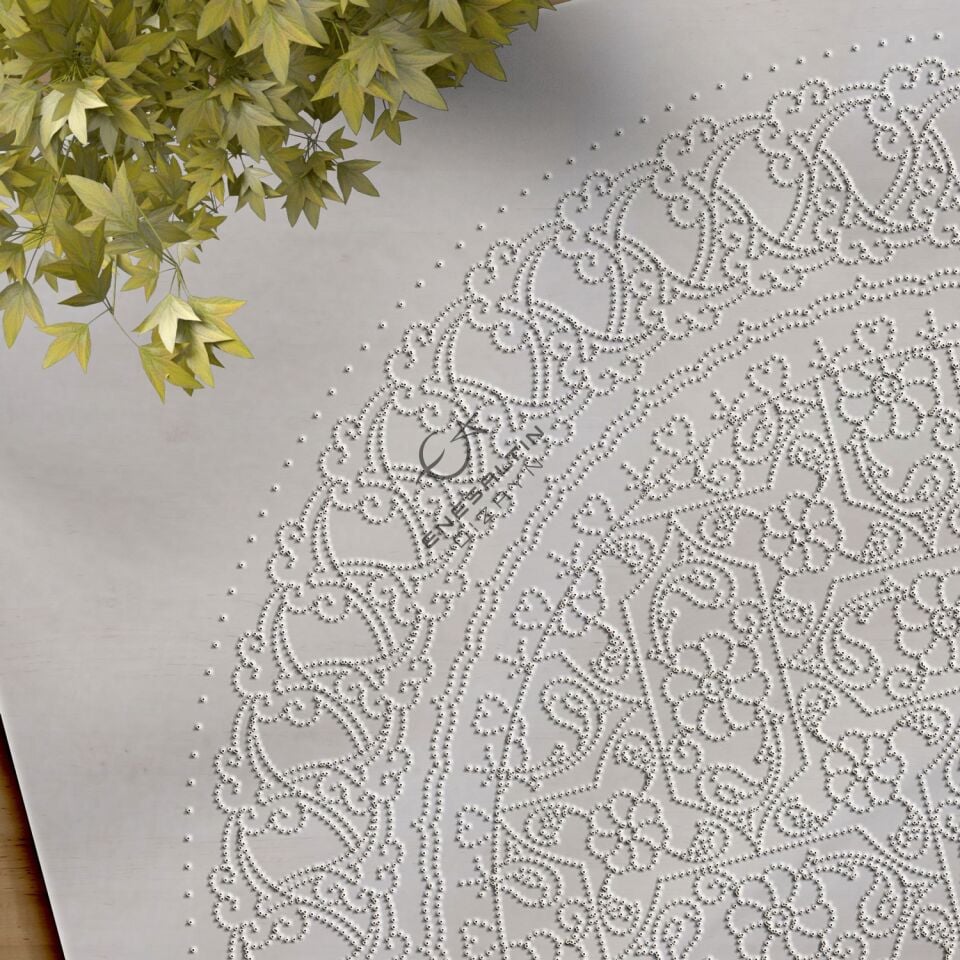 Şablon Desen 30 cm. -  Damalı Lotus Rumi Çini Tabak Deseni