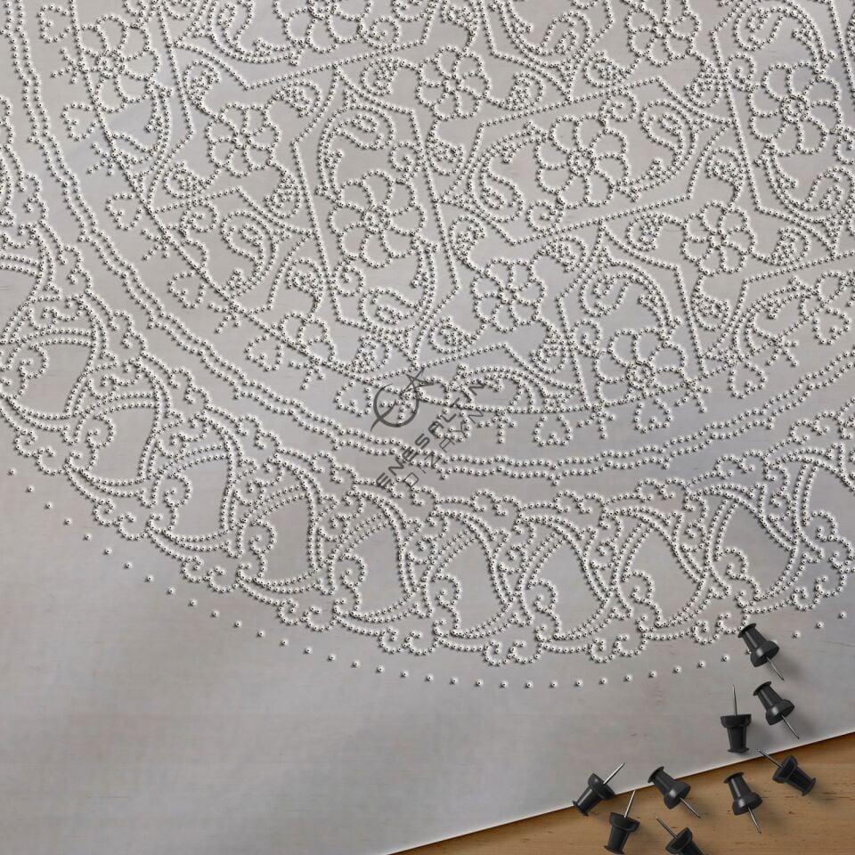 Şablon Desen 30 cm. -  Damalı Lotus Rumi Çini Tabak Deseni