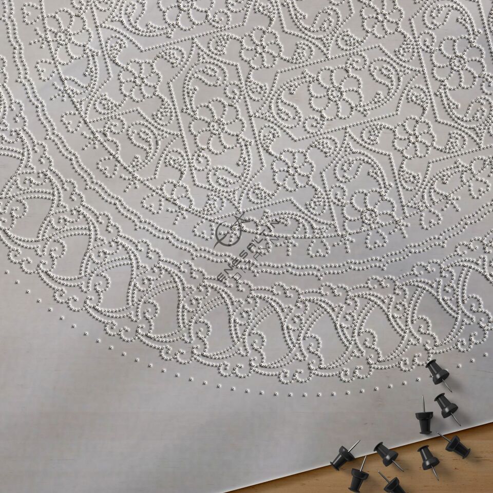 Şablon Desen 30 cm. -  Damalı Lotus Rumi Çini Tabak Deseni