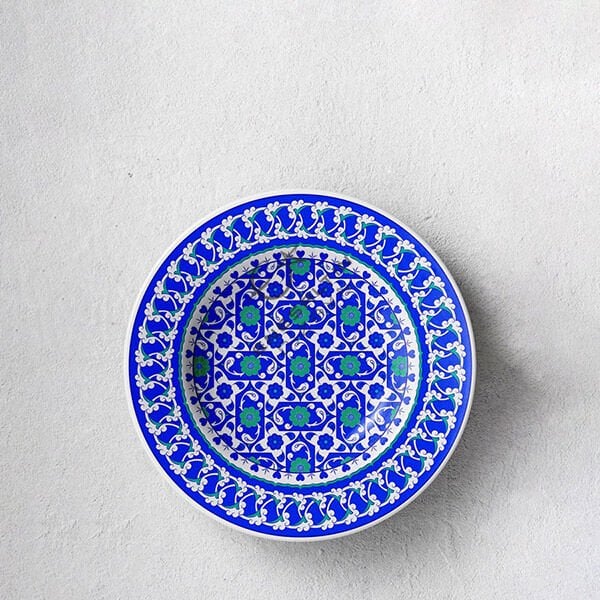 Şablon Desen 30 cm. -  Damalı Lotus Rumi Çini Tabak Deseni