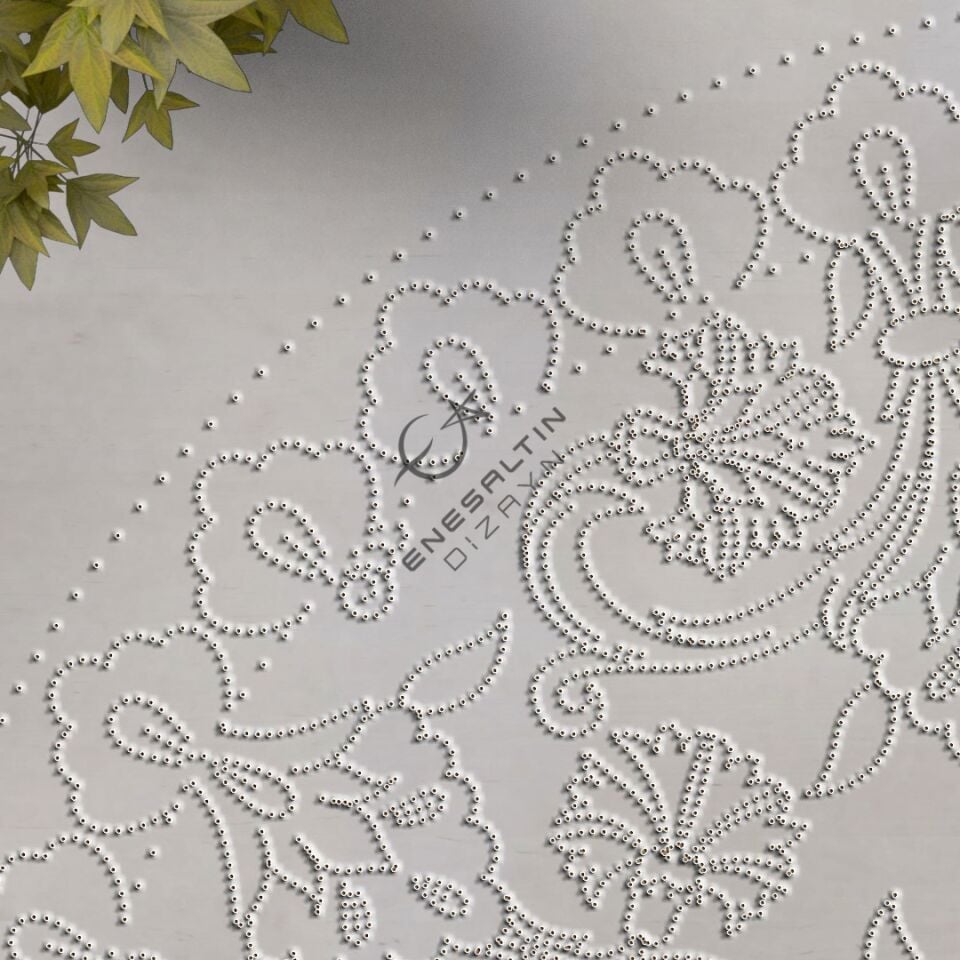 Şablon Desen 30 cm. -  Fraktal Karanfil Buket Çini Tabak Deseni