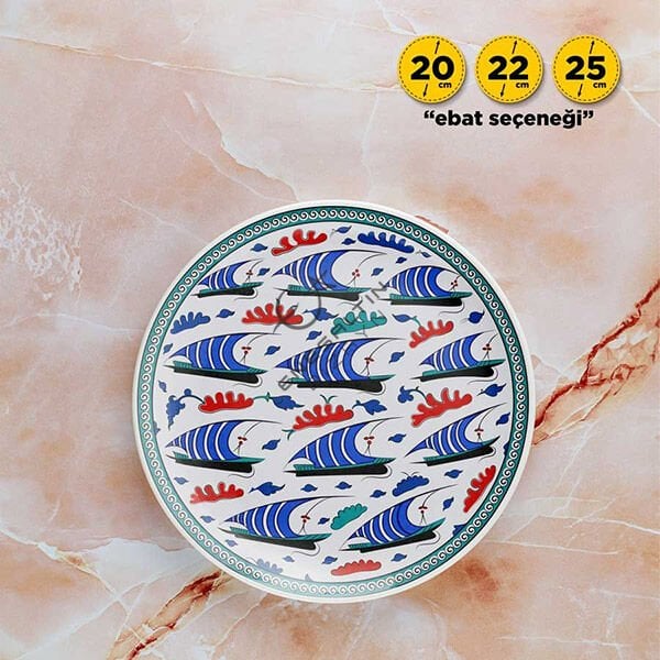 Şablon Desen  -  Kalyon Motifli İznik Çini Deseni