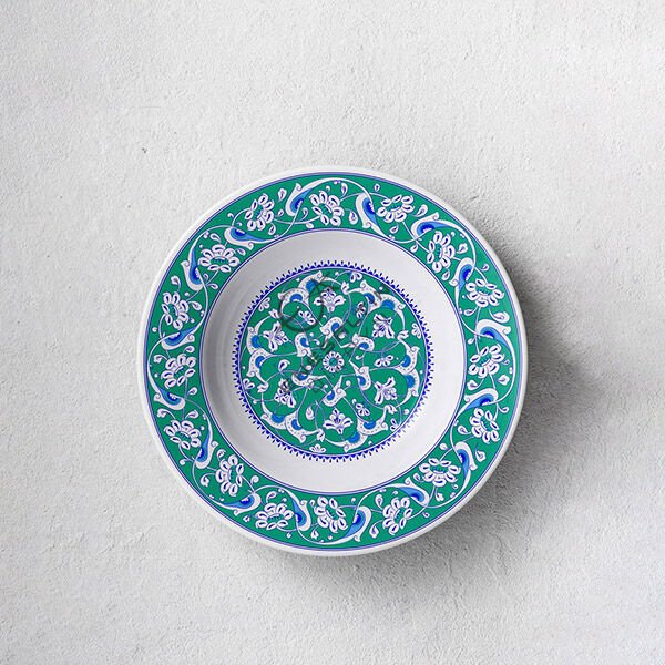 Şablon Desen 30 cm - İznik Baba Nakkaş Lotus Rumi Motifli Çini Tabak Deseni