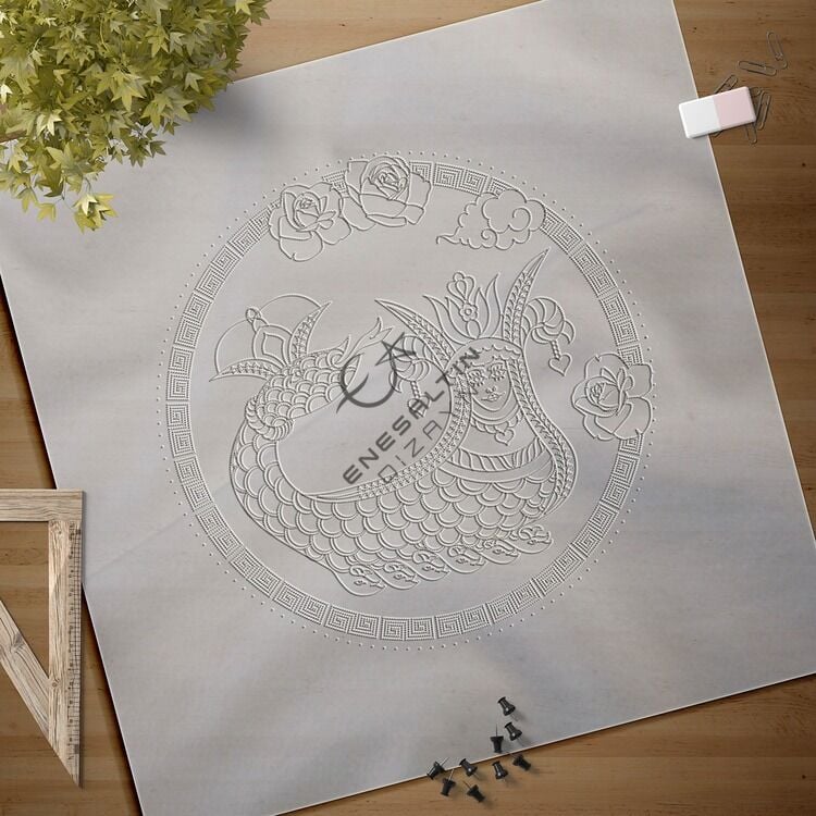 Hazır Şablon 5'li Desen Seti - Şahmaran Motifli Çini Deseni