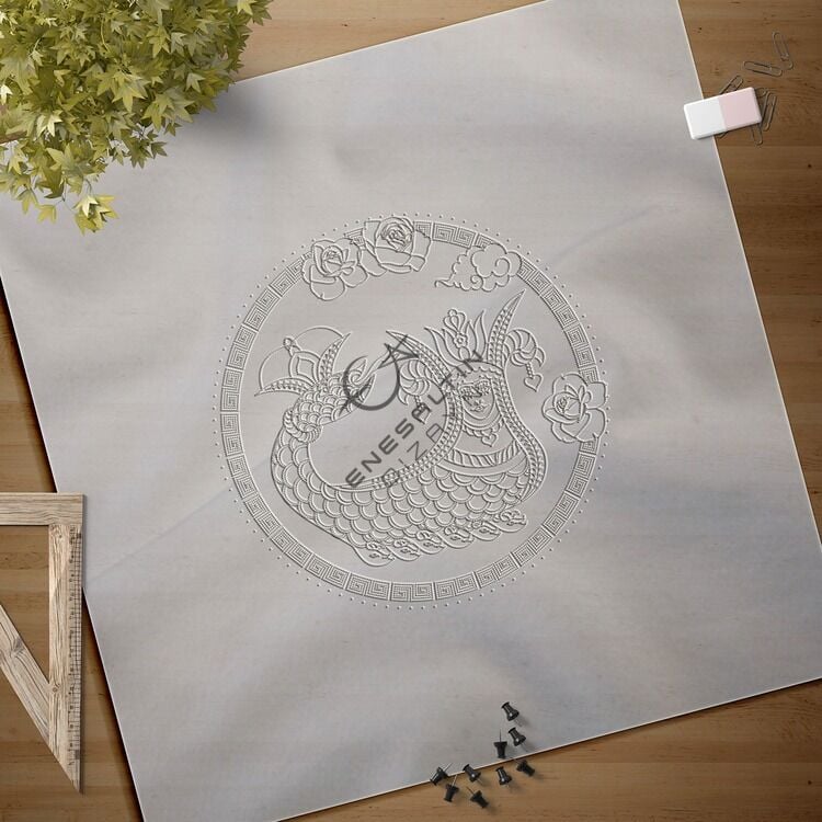 Hazır Şablon 5'li Desen Seti - Şahmaran Motifli Çini Deseni