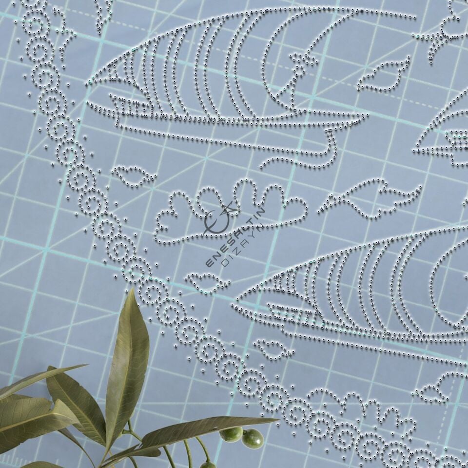 Hazır Şablon 4'lü Desen Seti - Kalyon Motifli İznik Çini Deseni