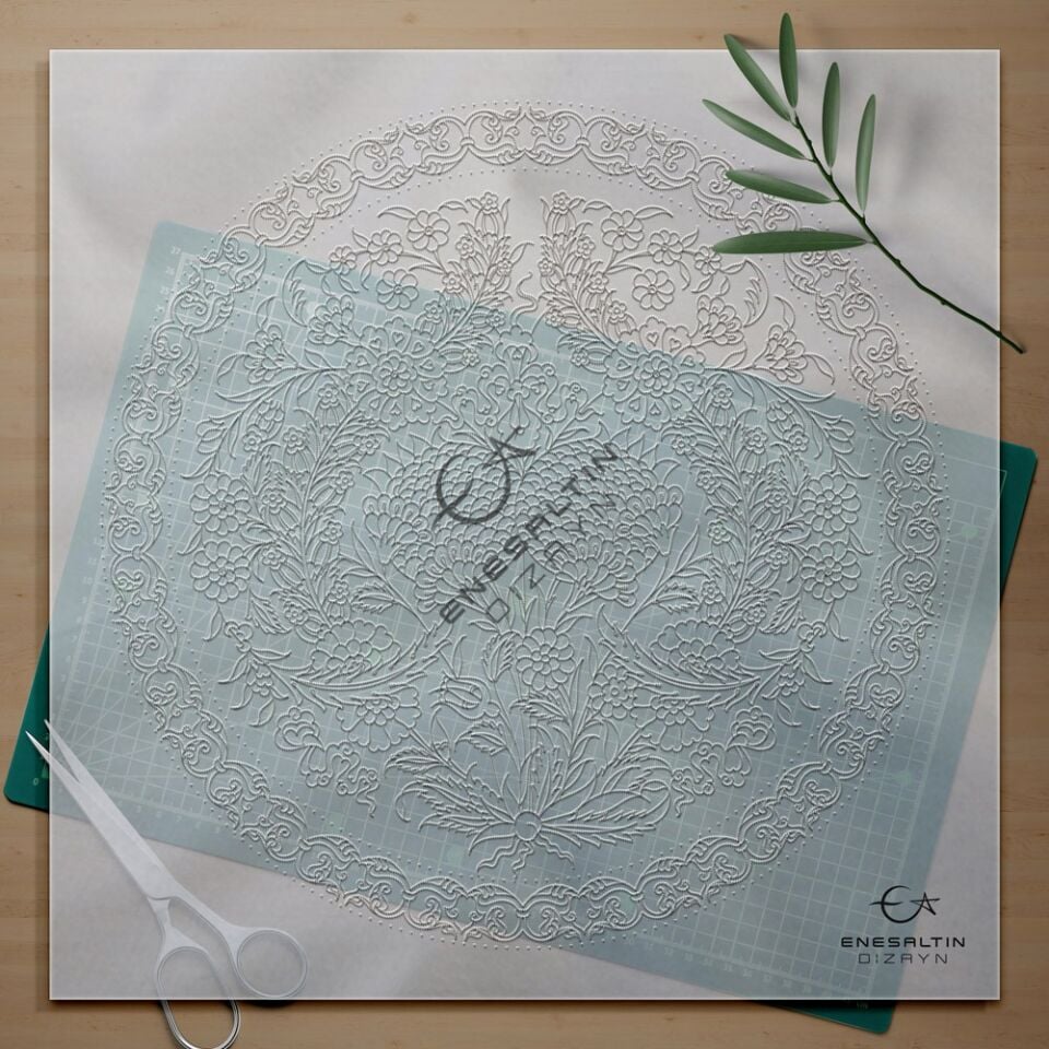 Stencil Design 40 cm - Classic Iznik Pomegranate Tile Plate Design