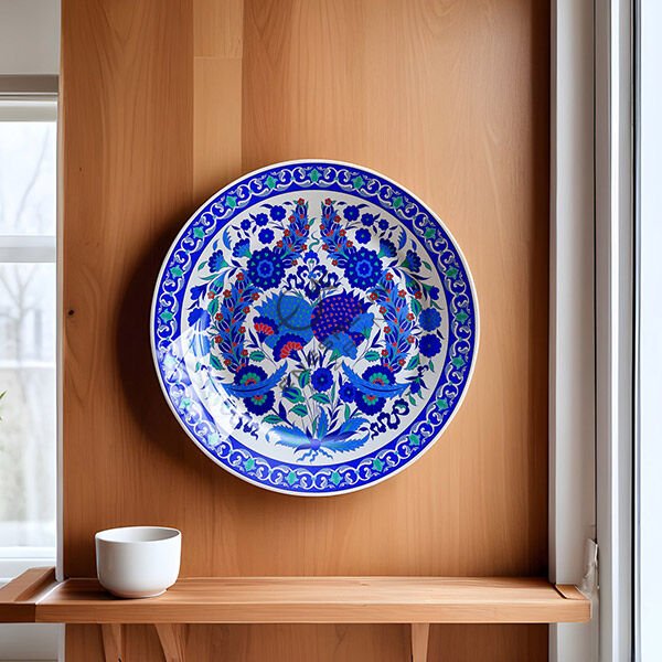 Şablon Desen 40 cm - Klasik İznik Nar Çini Tabak Deseni