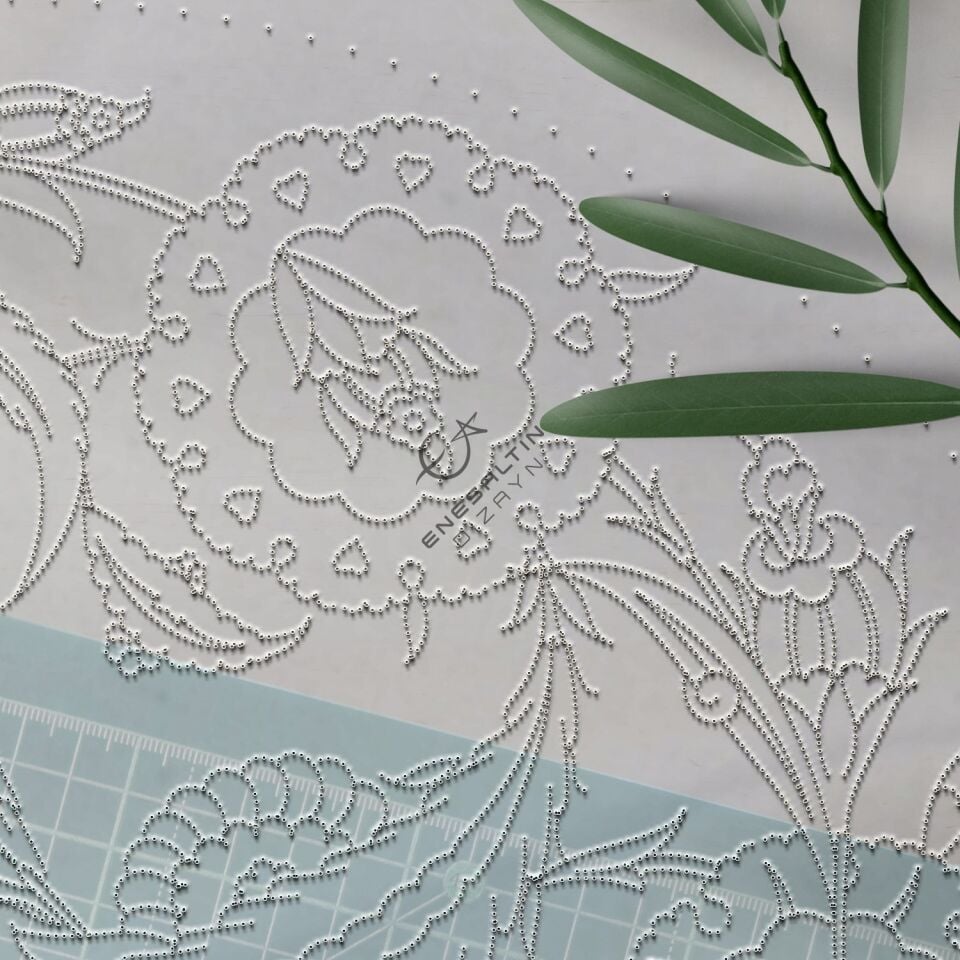 Şablon Desen 40 cm - Klasik İznik Hatayi ve Hançer Yaprak Çini Tabak Deseni