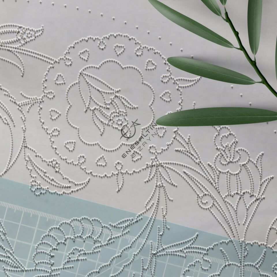 Şablon Desen 40 cm - Klasik İznik Hatayi ve Hançer Yaprak Çini Tabak Deseni