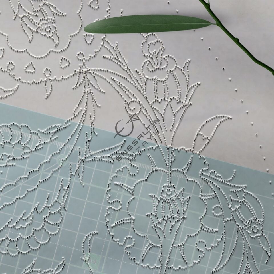 Şablon Desen 40 cm - Klasik İznik Hatayi ve Hançer Yaprak Çini Tabak Deseni