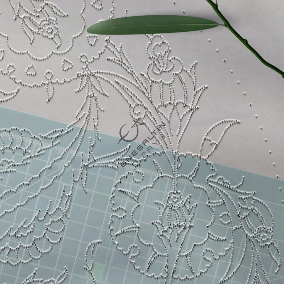 Şablon Desen 40 cm - Klasik İznik Hatayi ve Hançer Yaprak Çini Tabak Deseni