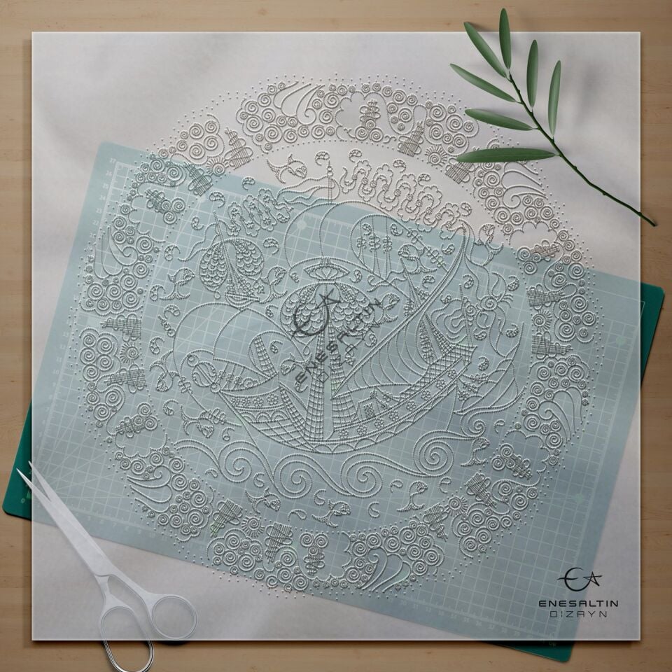 Stencil Pattern 30 cm. - Classic Iznik Galleon Tile Plate Design