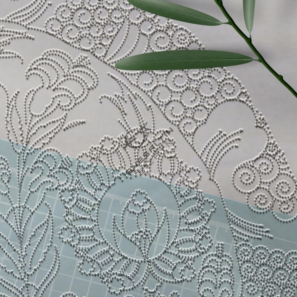 Şablon Desen 40 cm - Klasik İznik Zambak ve Sümbül Çini Tabak Deseni