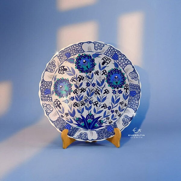 Stencil Design 40 cm - Classic Iznik Lily and Hyacinth Ceramic Plate Design