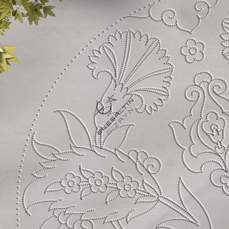 Şablon Desen  -  Klasik Simetrik 4 'lü Karanfil Çini Tabak Deseni