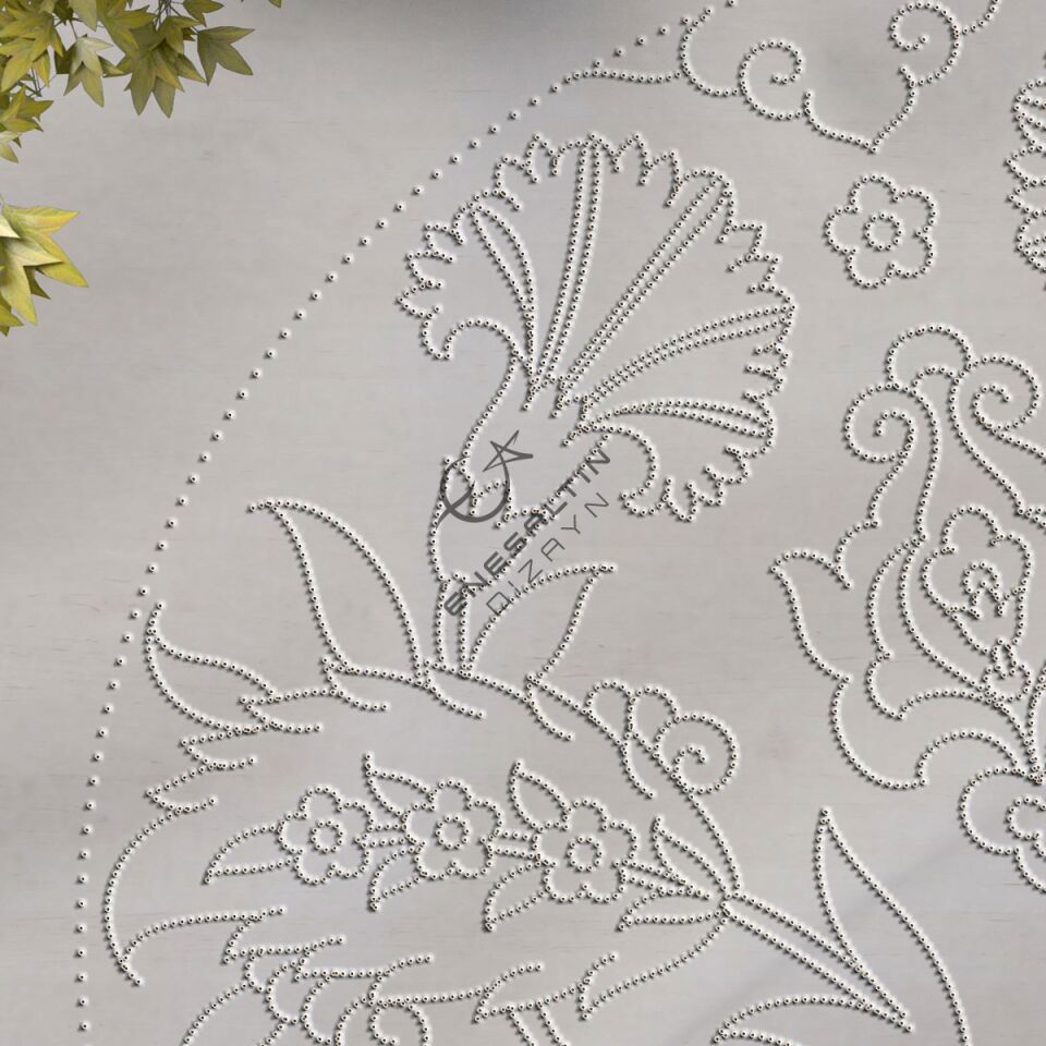 Şablon Desen  -  Klasik Simetrik 4 'lü Karanfil Çini Tabak Deseni