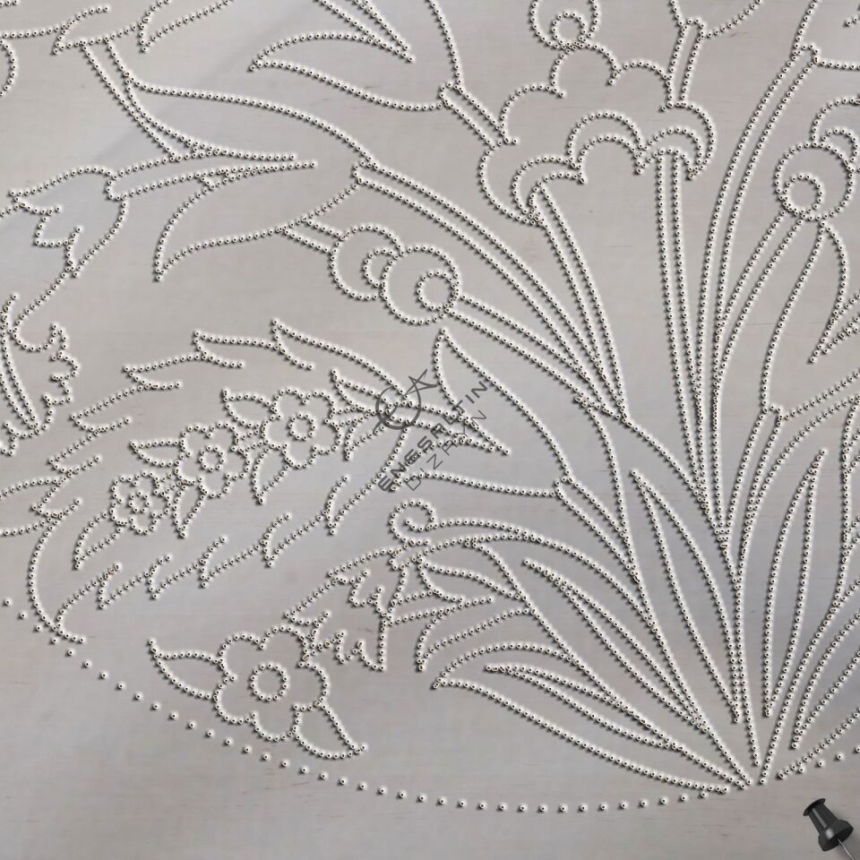 Şablon Desen  -  Klasik Simetrik 4 'lü Karanfil Çini Tabak Deseni