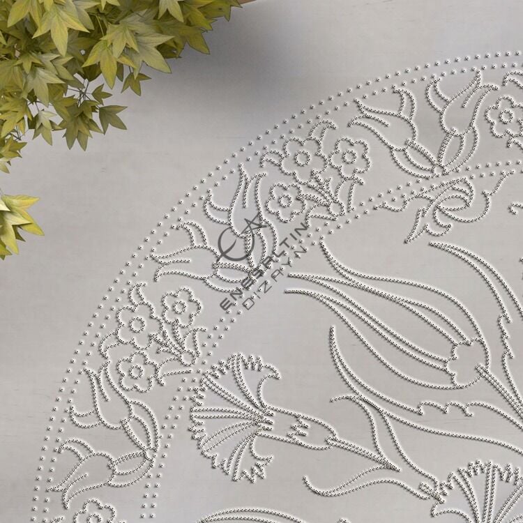 Şablon Desen 30 cm. -  Lale Karanfil Çini Tabak Deseni